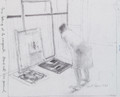 Anne Looking at the Monoprints