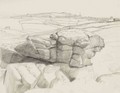 Study of Broken Stone Wall with Distant Town